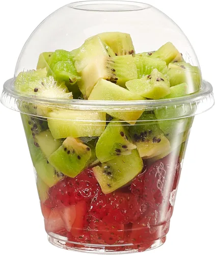 Miniatura 8 de GUSTO [9 oz. - 50 Vasos de Plástico Transparente con Tapas Planas (Sin Agujero), Vasos para Fruta con Tapas para Fiestas - Perfectos para Batidos, 9