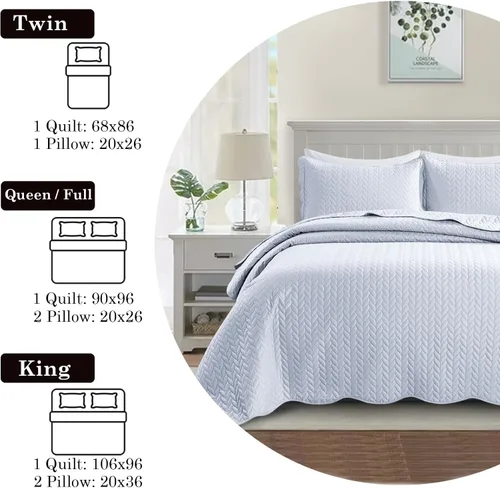 Miniatura 34 de MOONLIGHT20015 Edredón tamaño King (106 x 96 pulgadas) con 2 fundas de almohada (20 x 36 + 2 pulgadas) para todas las estaciones, juego de cama Azul