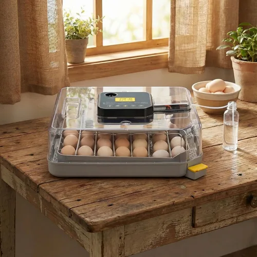 Miniatura 2 de 48 incubadoras de huevos para incubar huevos, incubadora de huevos de gallina con vela de huevos, giro automático de huevos y temperatura, control