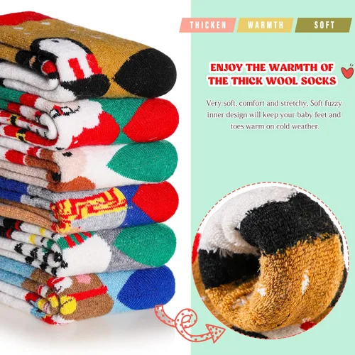 Miniatura 2 de Eocom 6 pares de calcetines de invierno cálidos de lana para niños y niñas