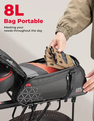 Miniatura 3 de KEMIMOTO Bolsa trasera para bicicleta – 8L PVC resistente al agua bolsas para bicicleta trasera de bicicleta, alforja para maletero de bicicleta