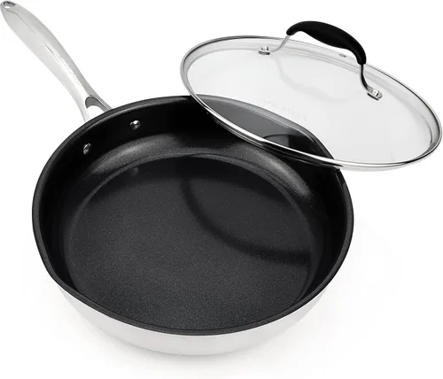 AVACRAFT Sartén antiadherente de cerámica con tapa, sartén para huevos, sartén antiadherente de cerámica, 100% PFOA, sartén de cocción sin toxinas
