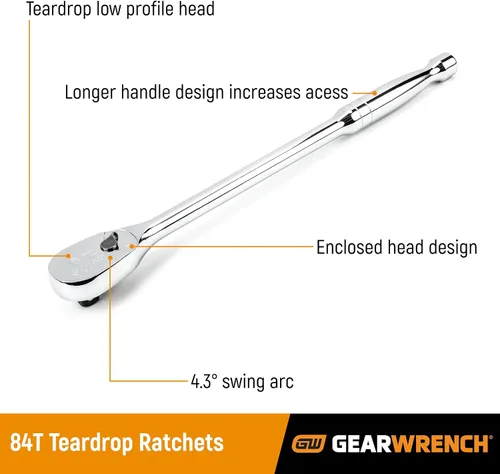 Miniatura 2 de GEARWRENCH Trinquete de lágrima de 84 dientes con accionamiento 3/8 8-1/4" - 81211A-07