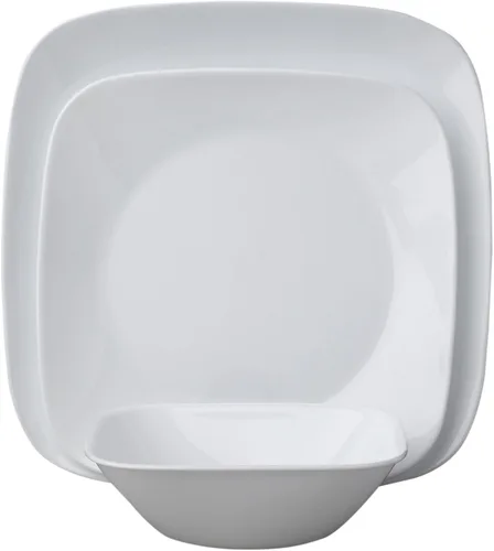 Miniatura 7 de Corelle Square Simple Lines 1088646 - Juego de vajilla de 18 piezas, servicio para 6 personas
