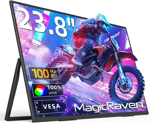 MAGICRAVEN Monitor portátil de 23.8 pulgadas, pantalla grande para laptop VESA de 1080P 100Hz, segunda pantalla USB C/HDMI con altavoces, extensor