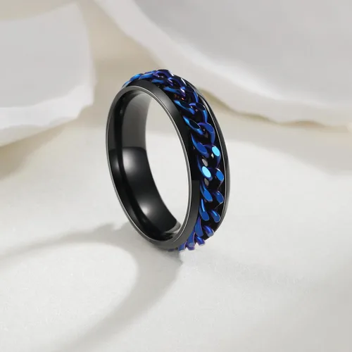 Miniatura 88 de Anillos giratorios para la ansiedad para hombre, anillos clásicos de cadena para mujeres y adultos, anillo de acero de titanio