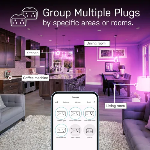 Miniatura 6 de Feit Electric WiFi compatible con Alexa y Google Home, aplicación Feit, no requiere hub, control remoto desde cualquier lugar, enchufe de toma
