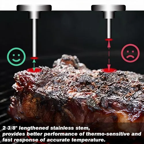 Miniatura 6 de CloudHand Reemplazo mejorado de 2 pulgadas para parrilla de huevos, termómetro de barbacoa de 100 a 700 °F, ahumador de parrilla de carbón con dial