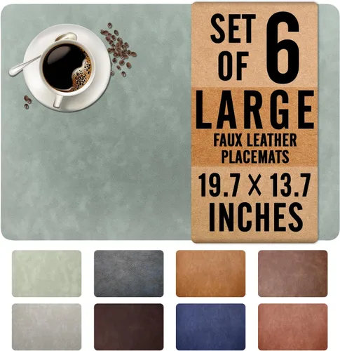 Miniatura 13 de UnivoColors Juego de 4 manteles individuales de tamaño grande con patrón de cuero de vaca lavado, de piel sintética, resistentes al agua, fáciles