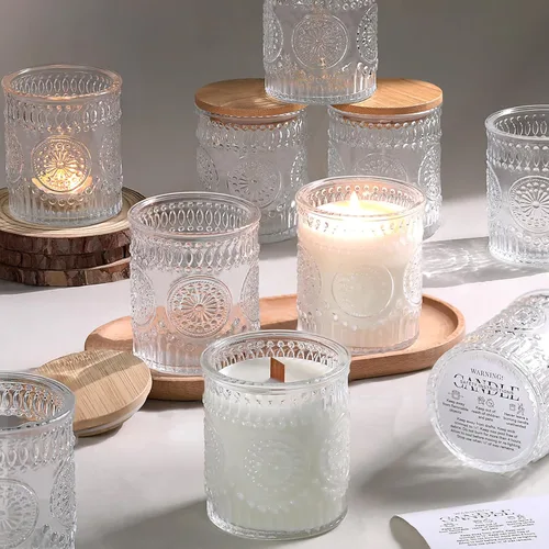 Miniatura 8 de DARJEN Paquete de 10 tarros de vela verdes para hacer velas, tarros vacíos de vidrio de 7.5 onzas con tapas y etiquetas de bambú, recipientes