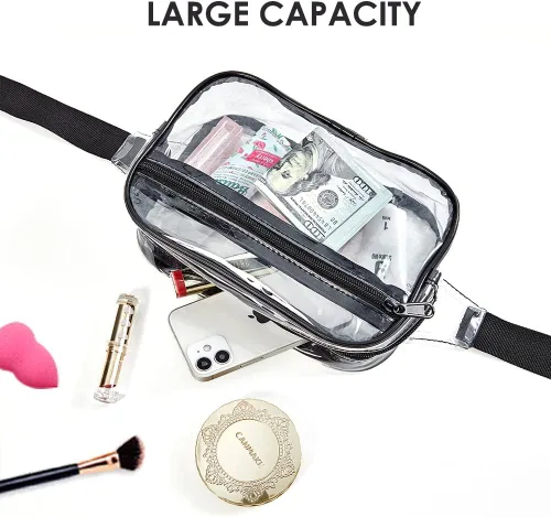 Miniatura 3 de Clearworld Riñonera transparente para mujeres y hombres, paquete de cintura aprobado por estadio con correa ajustable, bolsa de cinturón de moda
