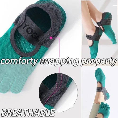 Miniatura 12 de CHUNFO Calcetines de agarre para mujer, calcetines de yoga para pilates, antideslizantes, teñido anudado, coloridos, de algodón, de compresión