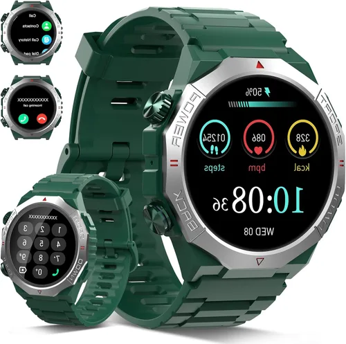 Miniatura 9 de Qecnato Relojes inteligentes militares para hombre (respuesta/hacer llamadas), relojes HD de 1.39 pulgadas, monitor de frecuencia cardíaca/sueño