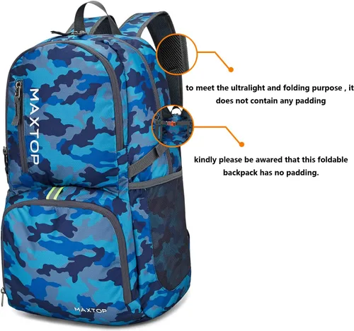 Miniatura 5 de MAXTOP Mochila plegable ligera de 40/50L para senderismo, viajes, camping, resistente al agua, plegable, para viajes al aire libre
