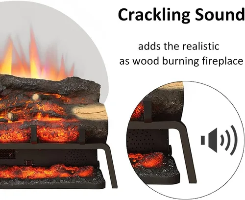 Miniatura 3 de LegendFlame 23" W Chimenea eléctrica independiente con juego de leña (EF290), inserto para chimenea, calentador 750W/1500W, sonido crepitante