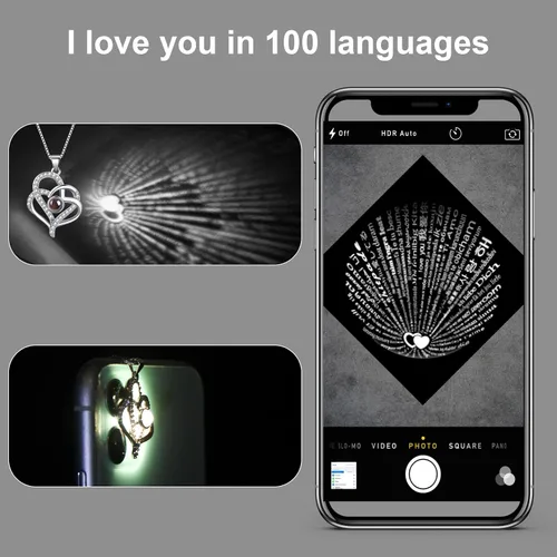 Miniatura 7 de Forever Rose with I Love You Heart Necklace 100 Languages Projection, Birthday Gifts for Women, Romantic Valentine Gifts for Girlfriend Wife Mom