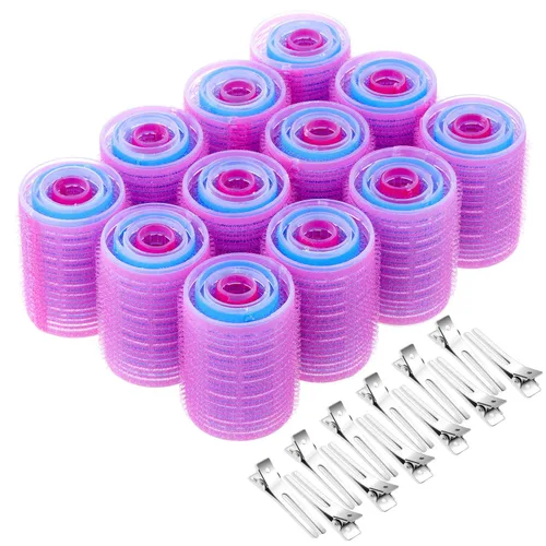 Miniatura 8 de Anezus - Juego de rulos de autoagarre, 36 piezas, 4 tamaños (Jumbo, Grande, Mediano, Pequeño) con pinzas para cabello largo, mediano, corto, grueso