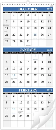 Miniatura 11 de Calendario de pared 2026, calendario de pared de 3 meses (plegado en un mes), enero de 2026 a diciembre de 2026, 11.25 x 26 pulgadas, calendario