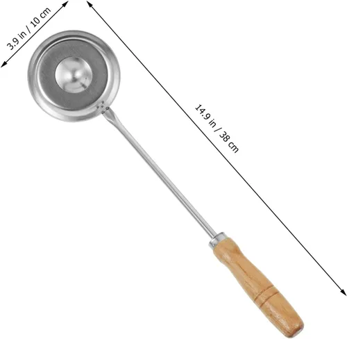 Miniatura 4 de Kichvoe Molde Bunuelos con asa de 15 pulgadas, ligero, de acero inoxidable, para freír bocadillos para panqueques caseros Bu Uelos y golosinas