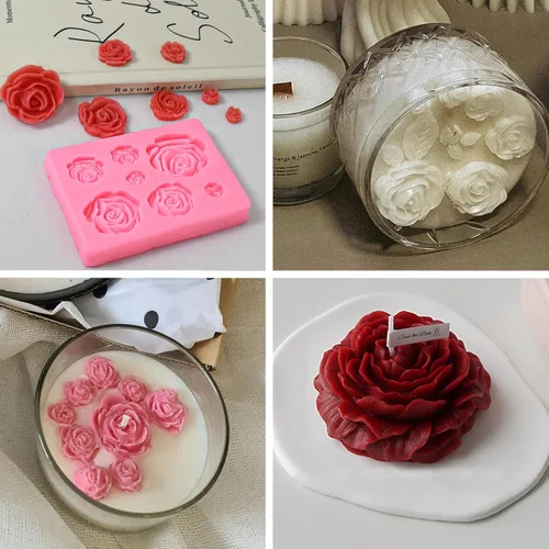 Miniatura 7 de 8 moldes de peonía de cuatro tamaños grande + mediano + pequeño + extra pequeño + hoja de peonía con aguja grande que absorbe los ojos, vela