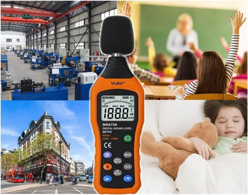 Miniatura 7 de Medidor de nivel de sonido Vlike LCD Digital audio sonido decibeles nivel de ruido Monitor dB Medición de 30 dB a 130 dB de ruido registro de fecha