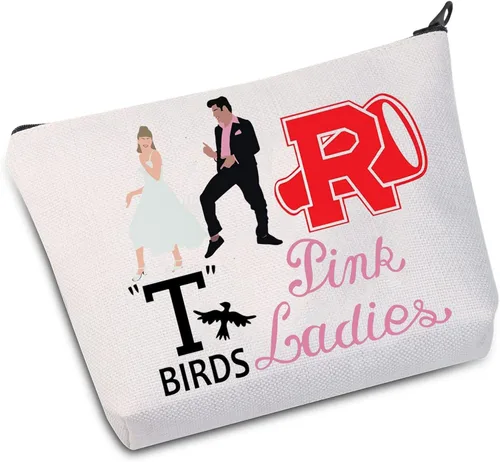 WZMPA Bolsa de maquillaje cosmético musical para fanáticos del teatro musical, regalo T Bird Pink Ladies Musical Maquillaje con cremallera bolsa