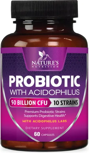 Probióticos, 60 mil millones de UFC por porción, probióticos con prebióticos para apoyo a la salud digestiva e inmunológica para mujeres y hombres -