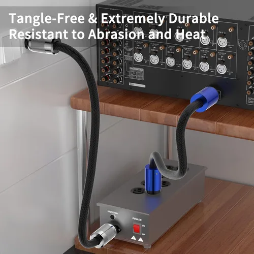Miniatura 9 de Tertullus Cable de alimentación de alta fidelidad, cable de alimentación audiófilo de audio Ac 11AWG 125V 15A con enchufe IEC C15 de EE. UU.