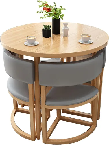Miniatura 18 de Mesa de cocina y sillas para 4, juego de mesa redonda de comedor para 4, negociación de conferencias pequeñas, 1 mesa y 4 sillas, mesas de café