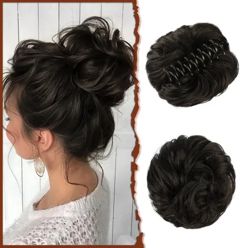 Miniatura 13 de SOFEIYAN Pinza de Gancho Extension de Cabello con Forma de Moño Desordenado, Cabello Ondulado y Rizado, Pinza de Gancho, Chignon, Cola de Caballo