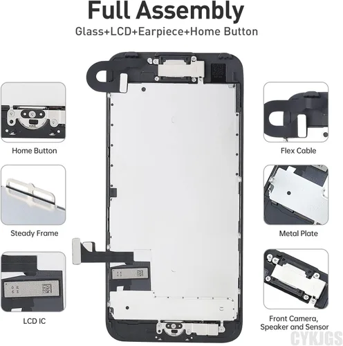 Miniatura 2 de Para iPhone 7 Reemplazo de pantalla con botón de inicio 4.7 "Negro, pantalla LCD táctil 3D digitalizador montaje completo con herramientas