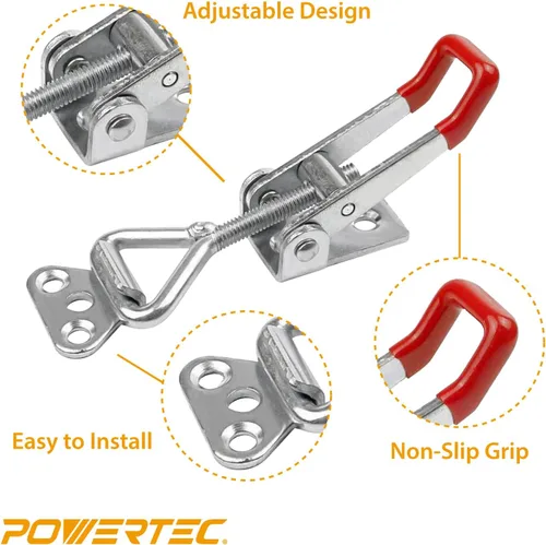 Miniatura 4 de POWERTEC Abrazadera de palanca de 8 unidades, capacidad de sujeción de 220 libras, pestillo de acción ajustable 4001 para ahumador, caja