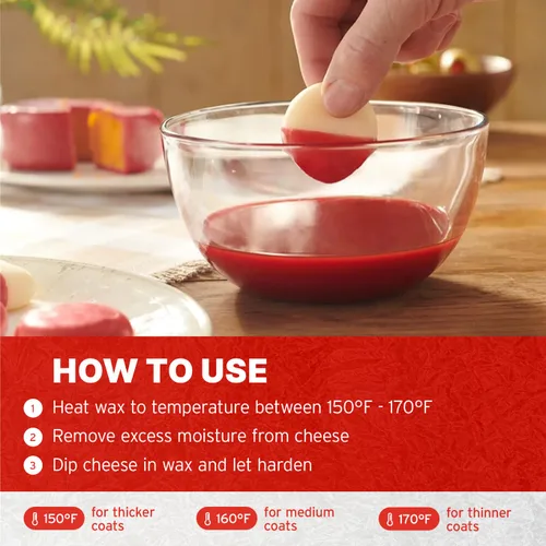 Miniatura 4 de Blended Waxes Inc. - Bloque de cera para hacer queso, cera de grado alimenticio premium, se puede utilizar para una variedad de tipos de queso, Rojo