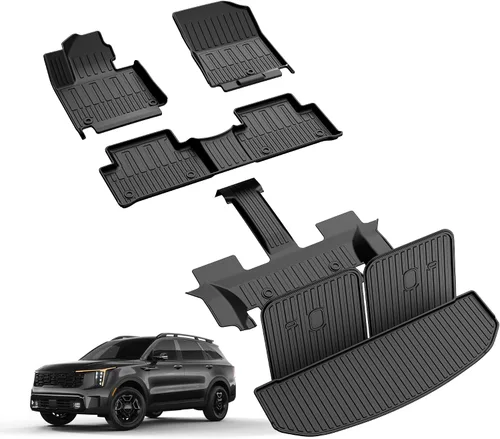 Miniatura 12 de Tapete de carga compatible con Kia Sorento 2021-2025 2026 Tapete de maletero con tapete para respaldo de asiento, TPE para todo tipo de clima