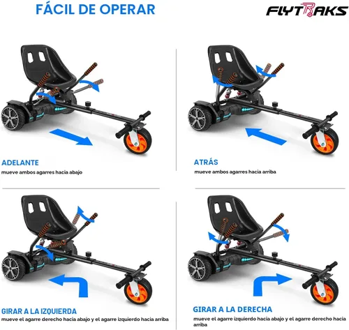 Miniatura 6 de Flytraks K2 Go Kart - Scooter autoequilibrante con absorción de impactos traseros, accesorio de asiento de scooter de equilibrio para neumáticos