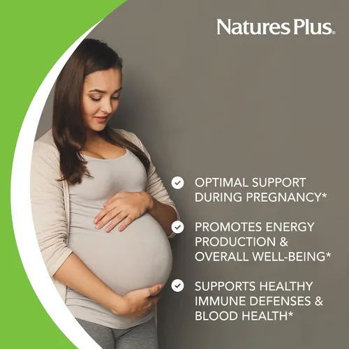 Miniatura 4 de NaturesPlus Source of Life Prenatal - 90 tabletas - Suplemento multivitamínico y mineral con hierro - Apoyo nutricional para el embarazo - Sin