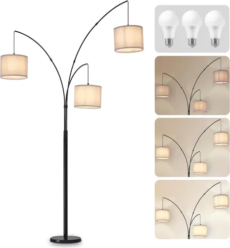 Miniatura 13 de DLLT - Lámpara de pie de arco moderna, lámpara de pie de granja con pantalla de linterna, luz de lectura alta industrial para dormitorio, sala