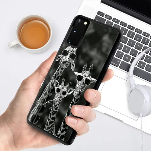 Miniatura 6 de CARLOCA Funda compatible con Samsung Galaxy S20, familia de jirafas divertidas en blanco y negro, para niñas y mujeres, diseño gráfico de moda, a