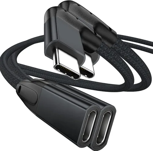 Miniatura 21 de UseBean Cable de extensión USB C en ángulo recto de 0.6 pies, 90 grados USB-C 3.2 Gen 2 20Gbps macho a hembra tipo C 4K cable extensor de video