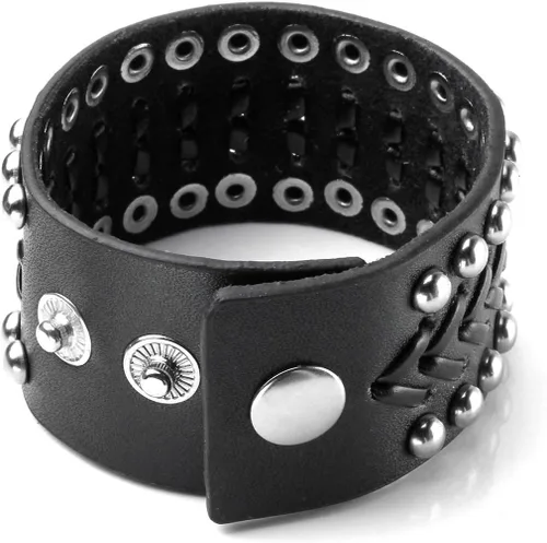 Miniatura 2 de Eigso Pulsera de cuero punk para hombres y mujeres, estilo retro, vintage, remache, pulsera ajustable
