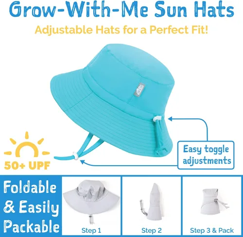 Miniatura 3 de JAN & JUL Gorros de sol de algodón Grow-with-Me para niñas para bebés y niños