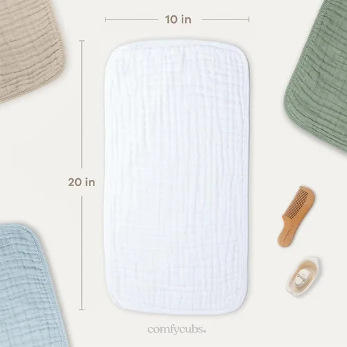 Miniatura 3 de Comfy Cubs - 6 paños de muselina para eructos (20 x 10 pulgadas), grandes, 6 capas, ultraabsorbentes, 100% algodón, para bebés que regurgitan, Blanco