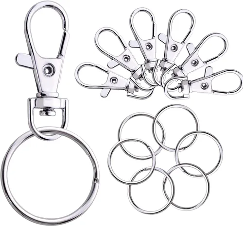 BronaGrand 60 ganchos giratorios con cordón a presión, anillos fuertes y cierres de langosta, clips de gatillo para bolsas de bricolaje, joyas y