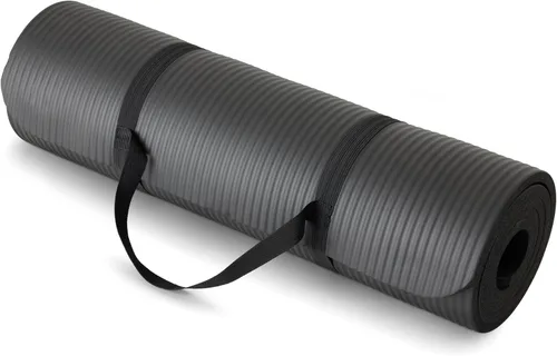 Amazon Basics Extra Thick Exercise Yoga Mat with Carrying Strap Negro