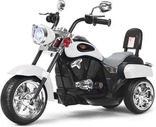 Miniatura 13 de Costzon Motocicleta Infantil, Motocicleta Chopper de Paseo con Batería de 6 V, con Claxon, Faro, 3 Ruedas, Juguetes de Paseo Estables, Motocicleta