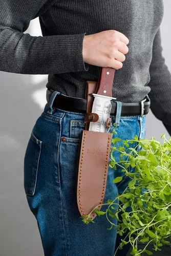 Miniatura 6 de Cuchillo Hori Hori - Herramienta de jardinería para jardinería, excavación, deshierbe, corte, plantación con funda de cuero, hoja de acero