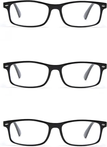 Paquete de 3 gafas de lectura rectangulares con marco de plástico vintage para hombres y mujeres
