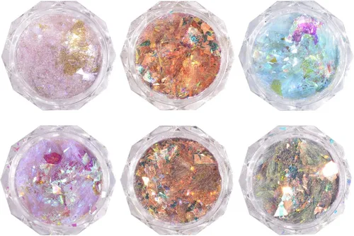 Miniatura 8 de 6 colores de sirena para arte de uñas, copos de purpurina de colores, copos de uñas de sirena, calcomanías de lentejuelas para uñas, arte de uñas