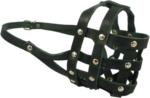 Bozal para perro de cuero genuino #110 negro – Bulldog, Boxer (circunferencia 13.7 pulgadas, longitud del hocico 2.75 pulgadas)