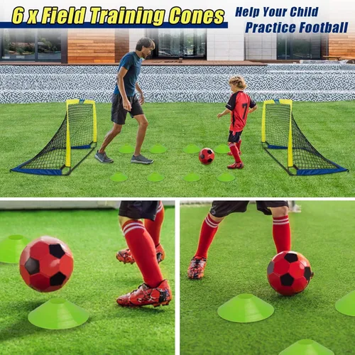 Miniatura 5 de LIBERRWAY Soccer Goal 4'x 3' Portable Kids Soccer Goals for Backyard or Indoor Pop Up Soccer Net with 6 Training Cones, Carrying Bag, 8 Ground Stakes